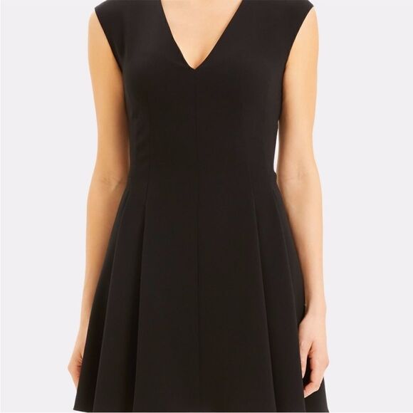 Theory Black Cap Sleeve Deep V Neck Dress, NWT - Picture 2 of 13